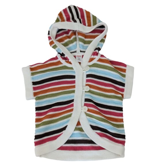 GYMBOREE Girl's Button-Up Short-Sleeve Sweater with Hoodie Age 5 - Picture 3 of 6